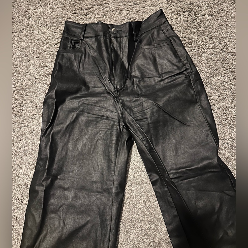 Black Faux Leather Trousers